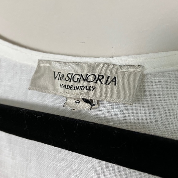 tunic top linen Via Signoria white shirt sequins made in Italy sleeveless - Picture 9 of 9